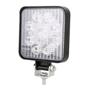 DC 10-30V 27W 2500LM 6000K Impermeabile Veicolo Auto Barca Marine Luci da lavoro esterne Luci di emergenza 60 gradi Luce di inondazione regolabile LED Lampadine per auto con 9 luci LED Wafer intense, Flood Light+27W