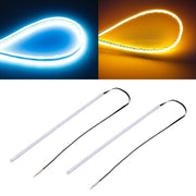2 pezzi 60 cm DC12V 7,5 W ultrasottile impermeabile per auto auto doppi colori luci di direzione/luci di marcia Lampadine a LED SMD-2835 (luci di direzione: luce gialla; luci di marcia: luce blu ghiaccio)                                                ...