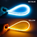 2 pezzi 60 cm DC12V 7,5 W ultrasottile impermeabile per auto auto doppi colori luci di direzione/luci di marcia Lampadine a LED SMD-2835 (luci di direzione: luce gialla; luci di marcia: luce blu ghiaccio)                                                ...