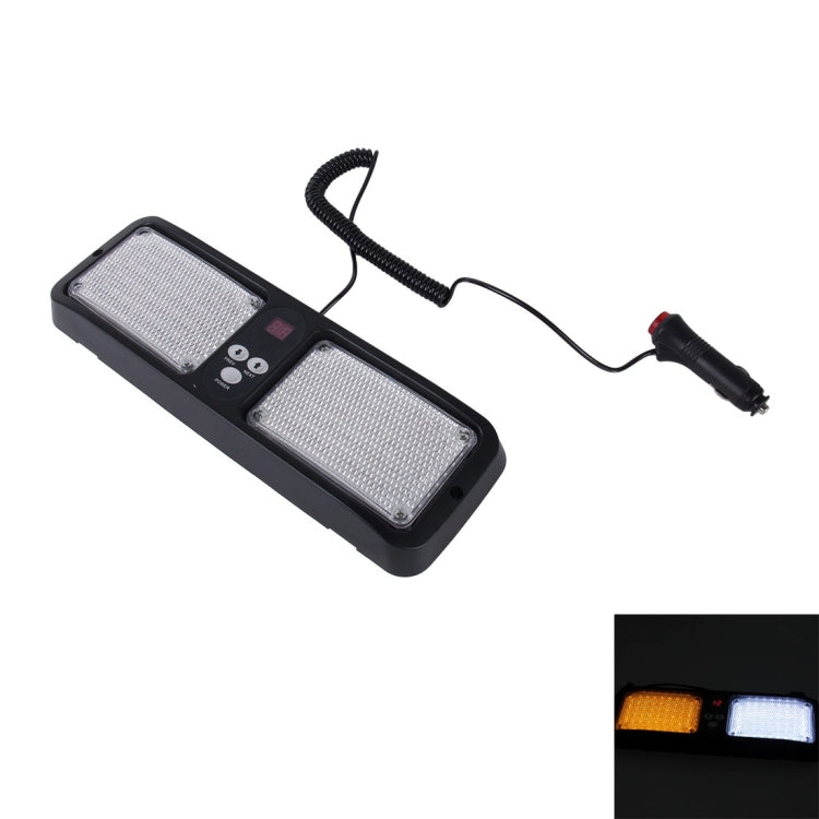 Alta qualità DC 12V, 9W LED Impermeabile Parasole per auto Luce gialla + Luce bianca Spie stroboscopiche Luci di emergenza Luce lampeggiante con 12 tipi di schemi flash, Yellow+White