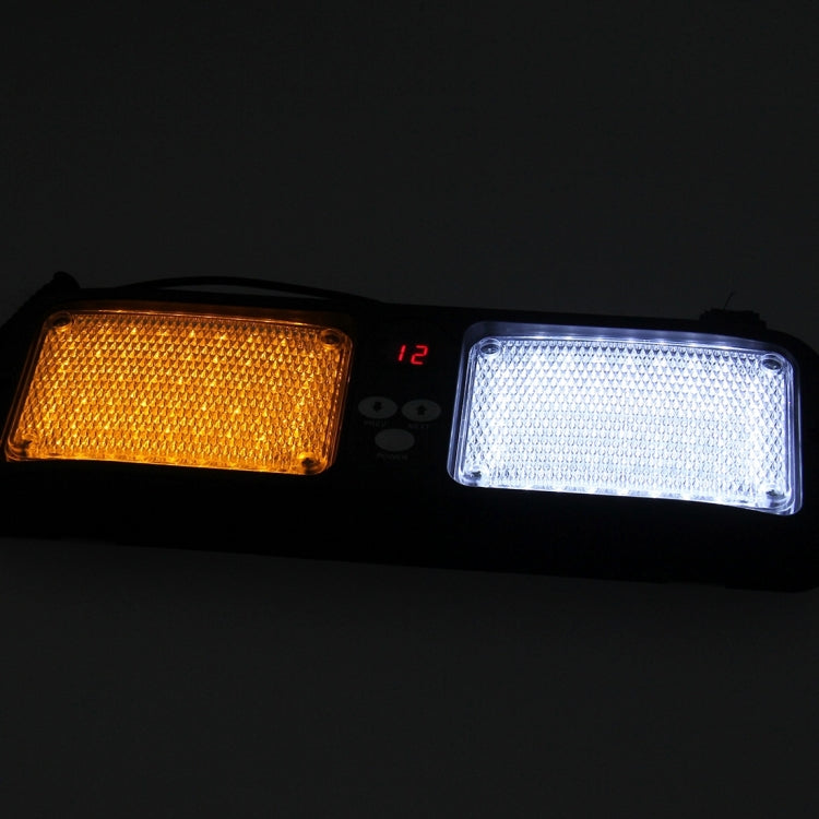 Alta qualità DC 12V, 9W LED Impermeabile Parasole per auto Luce gialla + Luce bianca Spie stroboscopiche Luci di emergenza Luce lampeggiante con 12 tipi di schemi flash, Yellow+White