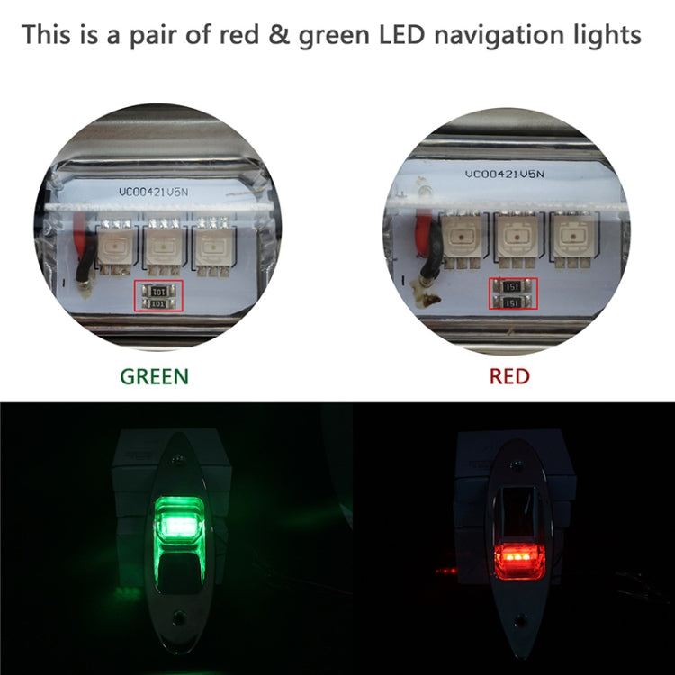 D2944 1W 12V Luci a goccia a goccia laterali a LED di navigazione impermeabili per barche marine (verde e rosso), D2944 1W 12V