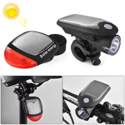 Set di luci per moto/bicicletta a energia solare USB da 2 pezzi 3W 240LM, luce anteriore + luce posteriore, Front Light+Back Light Black, Front Light+Back Light White