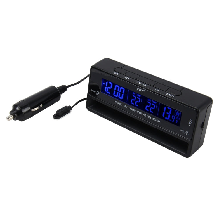 Termometro digitale per auto Misuratore di tensione Orologio luminoso Rilevatore tester Orologio digitale per auto multifunzione con termometro e voltmetro automobilistico, Thermometer Voltage Meter