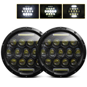 Faro per moto Harley da 7 pollici DC10-48V 36W 6000K con 12 lampade SMD-5630-LED e 12 perline di cristallo, DC10-48V 36W 6000K