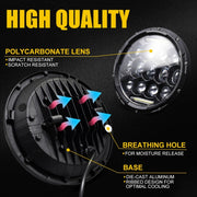 Faro per moto Harley da 7 pollici DC10-48V 36W 6000K con 12 lampade SMD-5630-LED e 12 perline di cristallo, DC10-48V 36W 6000K