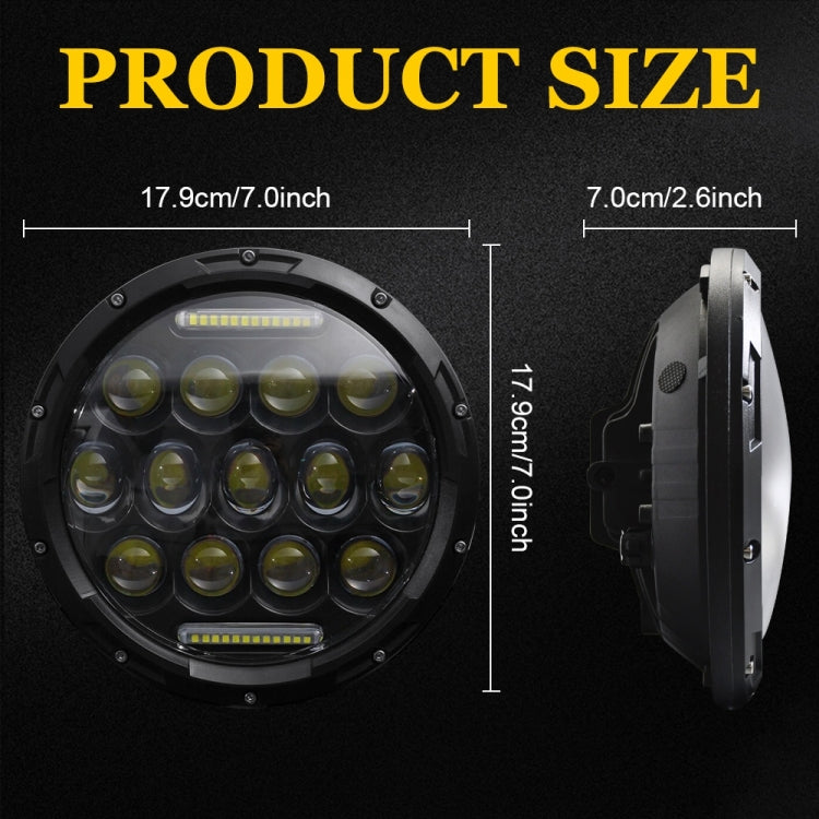 Faro per moto Harley da 7 pollici DC10-48V 36W 6000K con 12 lampade SMD-5630-LED e 12 perline di cristallo, DC10-48V 36W 6000K