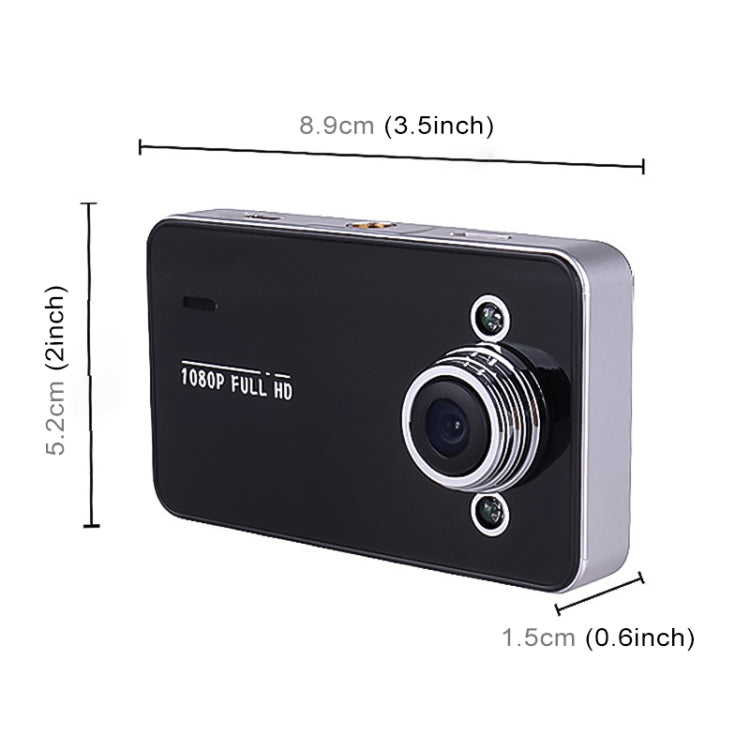 K6000 DVR per auto video Full HD 720P grandangolare da 2,3 pollici a 90 gradi, supporto scheda TF (32 GB massimo) / rilevamento del movimento, con 2 luci di riempimento per visione notturna, K6000