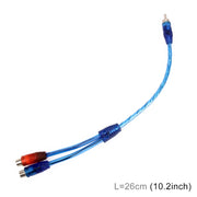 Cablaggio per cavo di prolunga audio AV per auto da 2 femmine a 1 maschio in alluminio, lunghezza cavo: 26 cm, 2 Female to1 Male