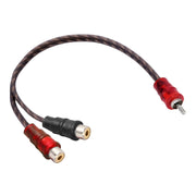 Cablaggio per cavo audio video AV per auto da 2 femmine a 1 maschio in rame, lunghezza cavo: 26 cm, 2 Female to 1 Male (Copper)