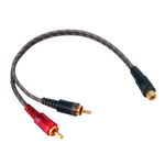 Cablaggio per cavo audio video AV per auto da 1 femmina a 2 maschi in rame, lunghezza cavo: 26 cm, 1 Female to 2 Male (Copper)
