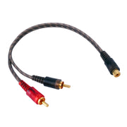 Cablaggio per cavo audio video AV per auto da 1 femmina a 2 maschi in rame, lunghezza cavo: 26 cm, 1 Female to 2 Male (Copper)