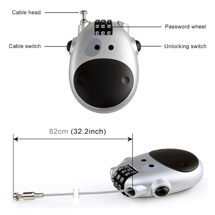 Blocco password portatile multifunzione JASIT per bagagli da viaggio con mucca carina, Luggage Password Lock