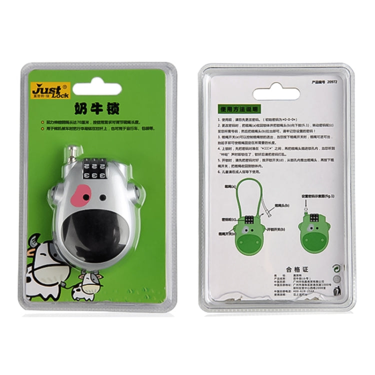 Blocco password portatile multifunzione JASIT per bagagli da viaggio con mucca carina, Luggage Password Lock