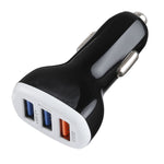 Caricabatteria da auto rapido intelligente LZ-429 QC3.0 2.4A con tre porte USB, LZ-429 Black, LZ-429 White