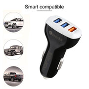 Caricabatteria da auto rapido intelligente LZ-429 QC3.0 2.4A con tre porte USB, LZ-429 Black, LZ-429 White