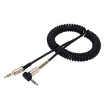 Cavo a spirale retrattile audio AUX da 3,5 mm a 3 poli maschio-maschio, lunghezza: 1,5 m, Length: 1.5m(Black), Length: 1.5m (Red)