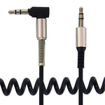 Cavo a spirale retrattile audio AUX da 3,5 mm a 3 poli maschio-maschio, lunghezza: 1,5 m, Length: 1.5m(Black), Length: 1.5m (Red)
