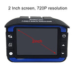 Videocamera HD 720P da 2,4 pollici DVR + rilevatore radar, programma SQ, supporto sensore G/visione notturna, 2.4 inch