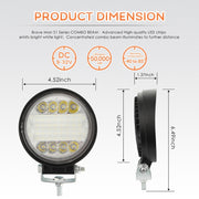 2 pezzi 4 pollici 15W faretto / luce di inondazione luce bianca a forma rotonda impermeabile per auto SUV luci da lavoro faretto lampadine a LED, DC 9-30V, 4 inch 15W Round-Shaped