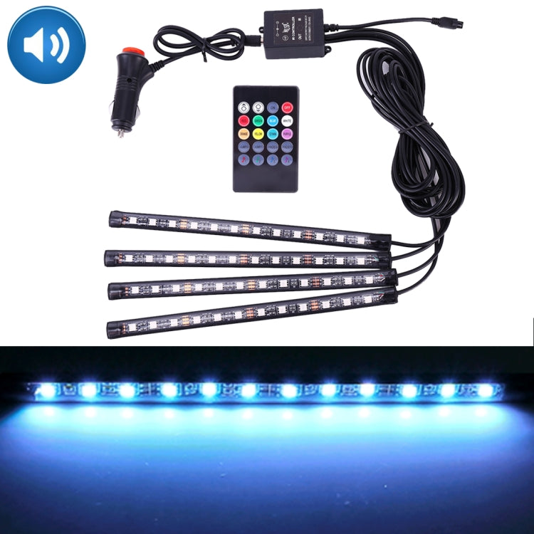 Luci d'atmosfera a LED acustiche colorate per auto universali 4 in 1 Lampada decorativa per illuminazione colorata, con lampade SMD-5050 da 48 LED e telecomando, DC 12V 7W, 7W Acoustic Control