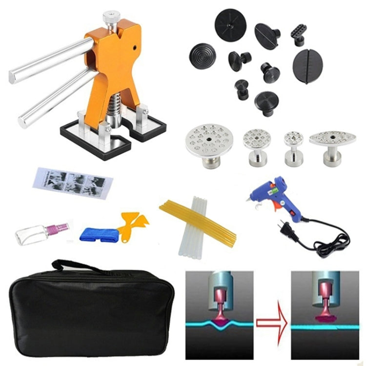 29 in 1 Kit di strumenti di riparazione per carrozzeria con linguetta in lega di alluminio, estrattore di colla per sollevatore di ammaccature per auto, con pistola per colla da 20 W, spina americana o europea, 29 in 1