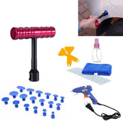 32 in 1 Auto Car Metal PDR Sollevatore per ammaccature-Estrattore per colla Linguetta Rimozione grandine Kit di strumenti per riparazione ammaccature senza vernice, con pistola per colla da 20 W, spina americana o spina europea, 32 in 1 T-Bar