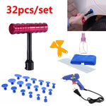 32 in 1 Auto Car Metal PDR Sollevatore per ammaccature-Estrattore per colla Linguetta Rimozione grandine Kit di strumenti per riparazione ammaccature senza vernice, con pistola per colla da 20 W, spina americana o spina europea, 32 in 1 T-Bar