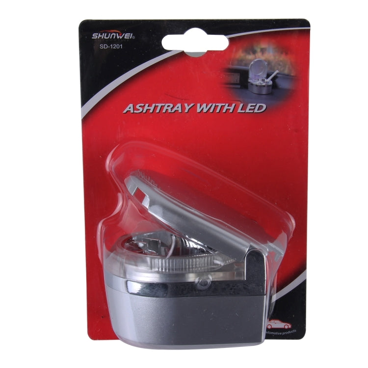 SHUNWEI SD-1201 Mini posacenere portatile per auto Luce LED blu per sigaretta sigaro sul cruscotto, SD-1201