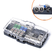 Blocco di distribuzione audio per auto stereo Mini blocco di fusibili ANL Blocco di fusibili a 4 vie 30A 60A 80Amp con LED, 4 Way Fuse Block
