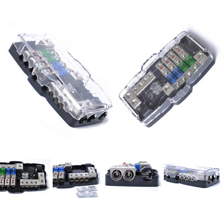 Blocco di distribuzione audio per auto stereo Mini blocco di fusibili ANL Blocco di fusibili a 4 vie 30A 60A 80Amp con LED, 4 Way Fuse Block