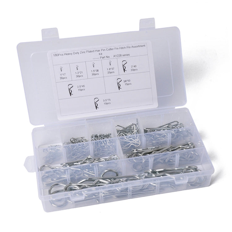Perno per clip per trattore con coppiglia R zincata resistente da 180 pezzi per auto/barca/garage, 180 PCS