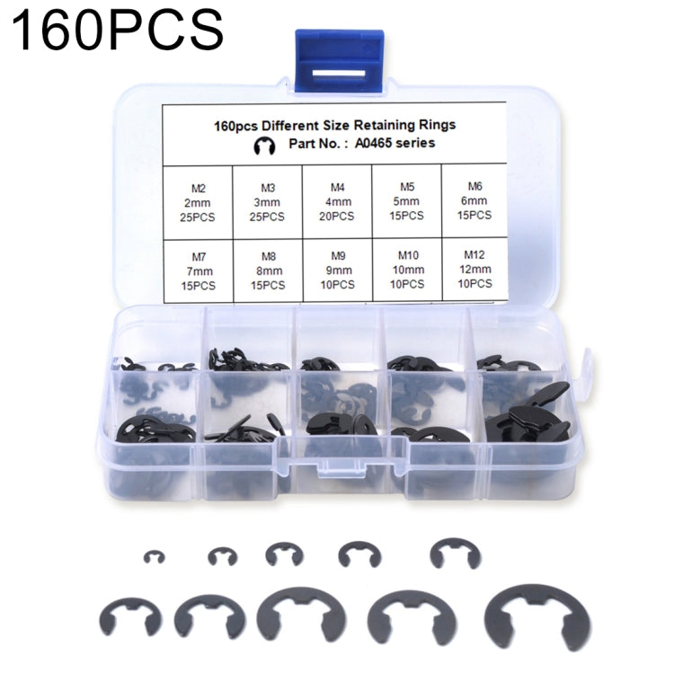 Anelli di fissaggio assortiti di anelli elastici con anello elastico di sicurezza a forma di E per auto da 160 pezzi, 160 PCS