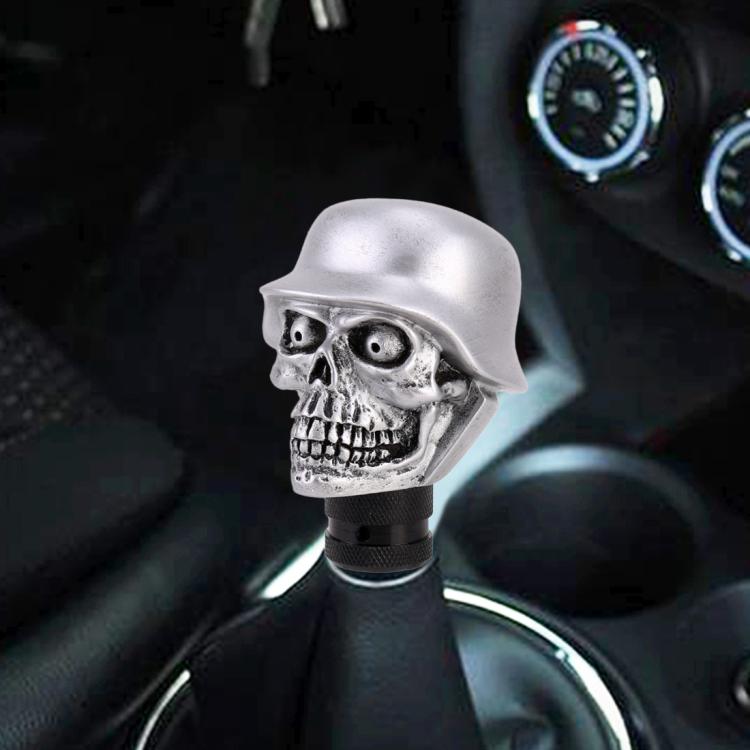 Pomello cambio auto universale a forma di teschio in metallo