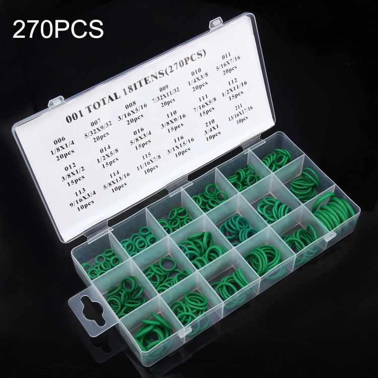 Kit assortimento di 270 pezzi per autoveicoli per autoveicoli, 18 misure, aria condizionata, set di guarnizioni O-Ring HNBR, 270 PCS Green, 270 PCS Purple
