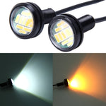 2 pezzi 2 W (luce bianca + gialla) fendinebbia per auto Eagle Eyes, indicatori di direzione con 12 lampade LED SMD-4014, lunghezza cavo DC 12 V: 55 cm, SMD-4014, Eagle Eye Light  12V/2W