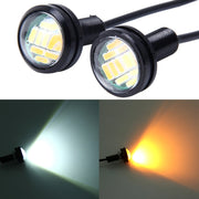 2 pezzi 2 W (luce bianca + gialla) fendinebbia per auto Eagle Eyes, indicatori di direzione con 12 lampade LED SMD-4014, lunghezza cavo DC 12 V: 55 cm, SMD-4014, Eagle Eye Light  12V/2W