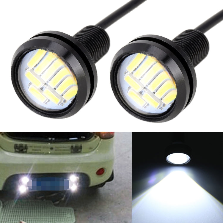 2 pezzi 2 W (luce bianca + gialla) fendinebbia per auto Eagle Eyes, indicatori di direzione con 12 lampade LED SMD-4014, lunghezza cavo DC 12 V: 55 cm, SMD-4014, Eagle Eye Light  12V/2W