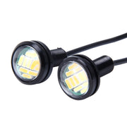 2 pezzi 2 W (luce bianca + gialla) fendinebbia per auto Eagle Eyes, indicatori di direzione con 12 lampade LED SMD-4014, lunghezza cavo DC 12 V: 55 cm, SMD-4014, Eagle Eye Light  12V/2W