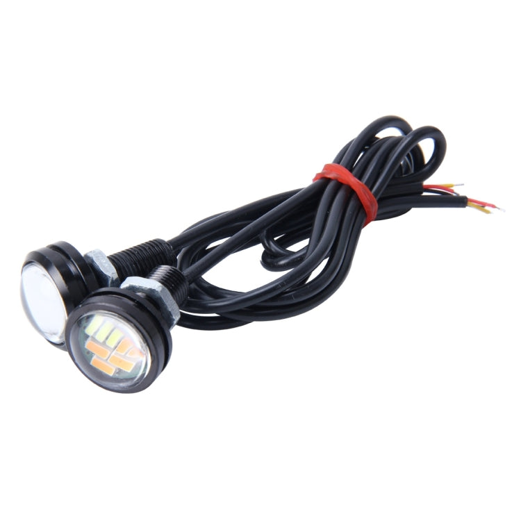 2 pezzi 2 W (luce bianca + gialla) fendinebbia per auto Eagle Eyes, indicatori di direzione con 12 lampade LED SMD-4014, lunghezza cavo DC 12 V: 55 cm, SMD-4014, Eagle Eye Light  12V/2W