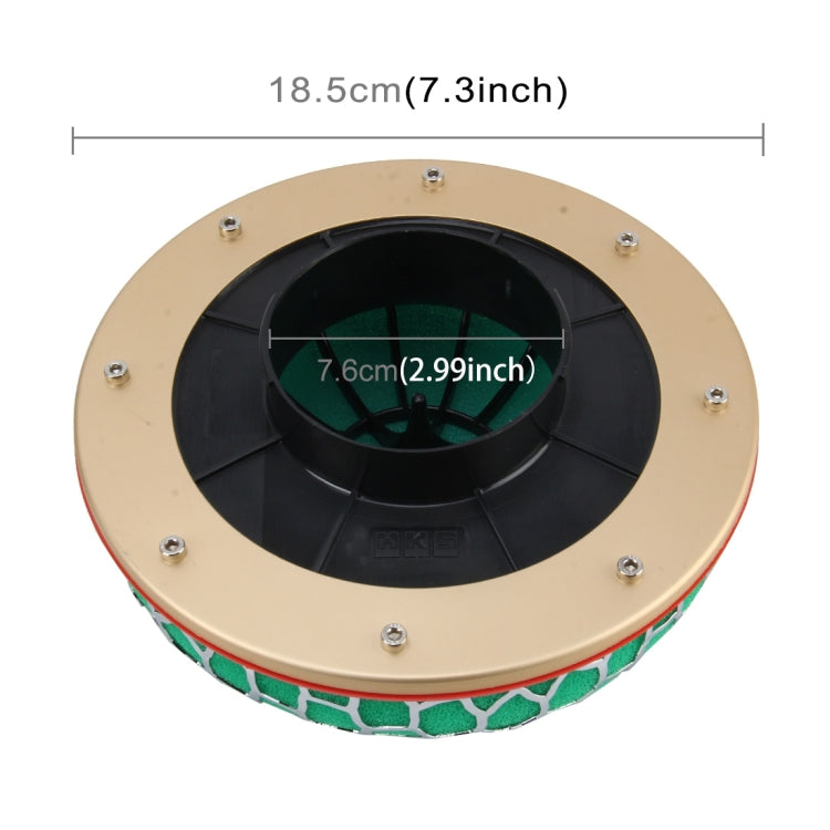 HKS 76mm Fungo Rotondo Super Power Filtro per Auto Filtro dell'Aria Ingresso del Flusso Filtro a Secco a 3 Strati Telaio Super Stealth Filtro del Flusso d'Aria ad Induzione dell'Aria ad Alte Prestazioni, 10cm