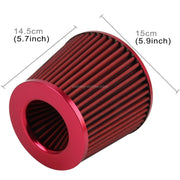 Filtro aria universale per auto, compressore meccanico, kit filtro per auto, filtro di aspirazione dell'aria, filtro freddo, dimensioni: 14,5 * 15 cm (rosso), Size: 14.5*15cm