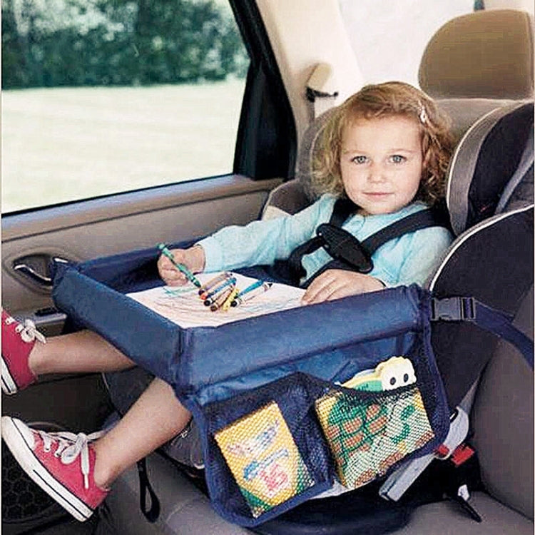 Console per bambini Passeggino Giocattolo Passeggino Organizzatore Vassoio di sicurezza per bambini Supporto per pittura turistica Tavolo da pranzo impermeabile Vassoio per pittura per auto, Blue