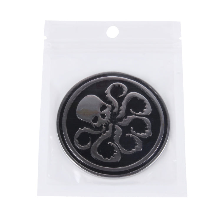 Adesivo gratuito per auto in metallo brillante a forma circolare con motivo a teschio, Skull 4, Circular Skull