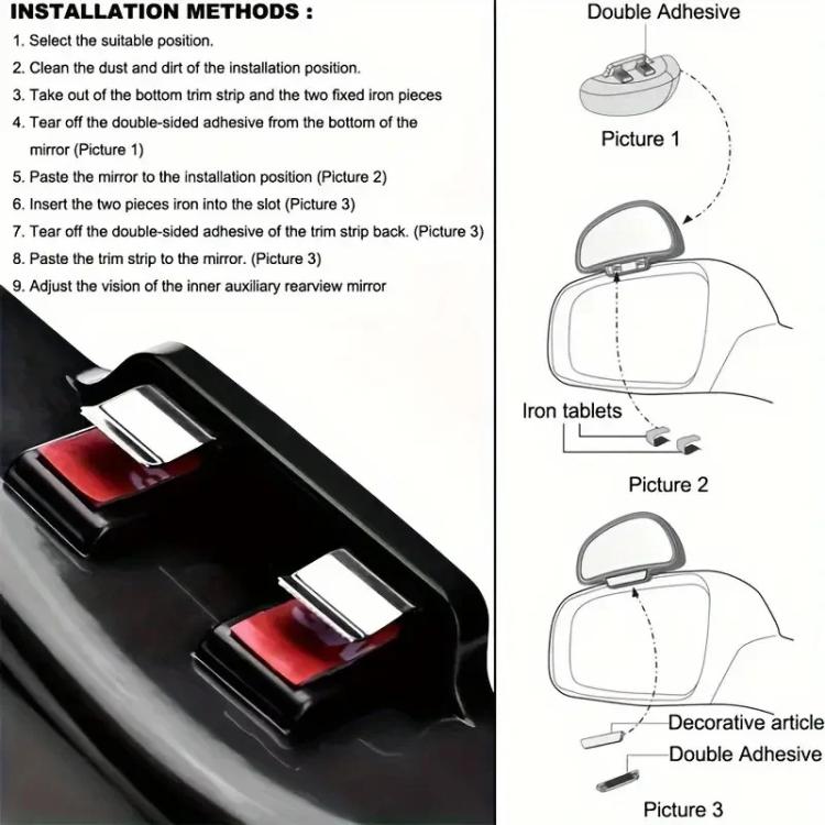 3R-092 Specchietto regolabile grandangolare per punto cieco dell'auto, retrovisore destro, 3R-092, 3R-092 (Black)