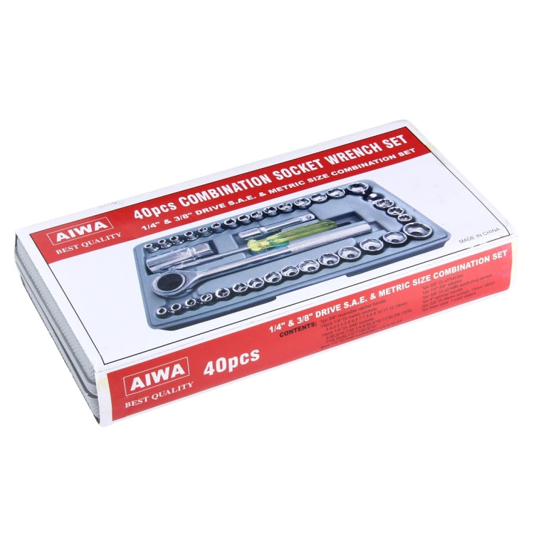 AIWA 40 Pezzi Cassetta degli Attrezzi per Auto Moto Set di Chiavi a Bussola per Manicotti Hardware Strumenti di Riparazione Auto Auto Chiavi a Bussola per Riparazione o Manutenzione Precisa, 40 PCS