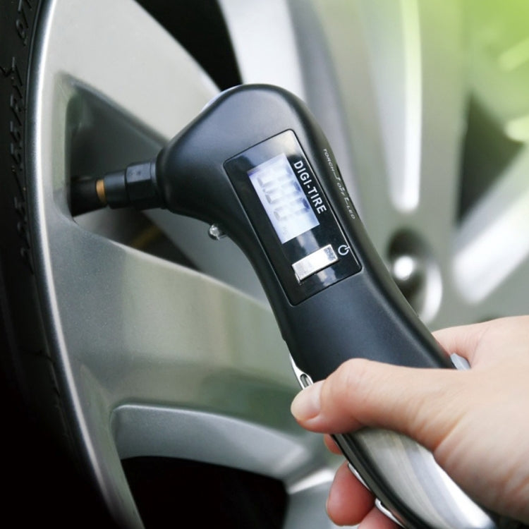 Martello di sicurezza multifunzione con manometro digitale 9 in 1 con coltellino svizzero stile, torcia elettrica e luce di sicurezza rossa, kit di attrezzi da esterno, 9 in 1