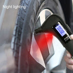 Martello di sicurezza multifunzione con manometro digitale 9 in 1 con coltellino svizzero stile, torcia elettrica e luce di sicurezza rossa, kit di attrezzi da esterno, 9 in 1