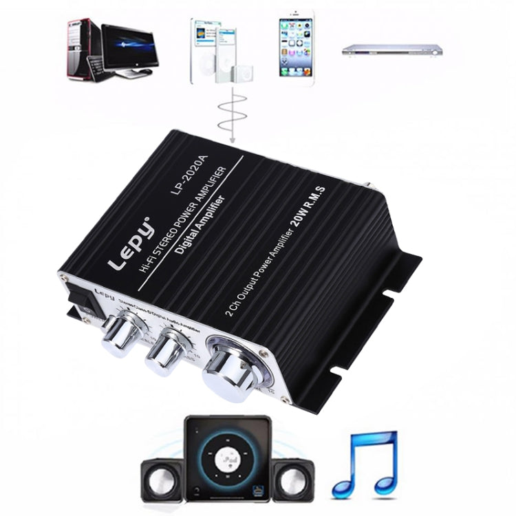 LP-2020A Amplificatore audio HIFI per auto/casa, supporto MP3, presa UK con alimentatore 3A, UK Plug