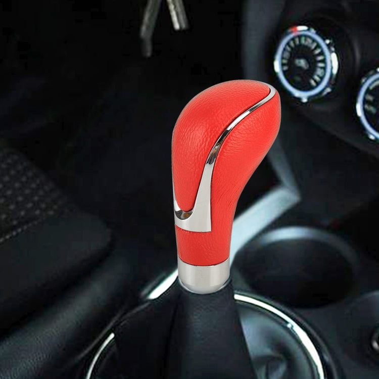 Pomello del cambio universale in pelle PU e metallo per auto. Pomello della leva del cambio della trasmissione per auto modificata, Gear Shift Knob(Red), Shift Knob 2